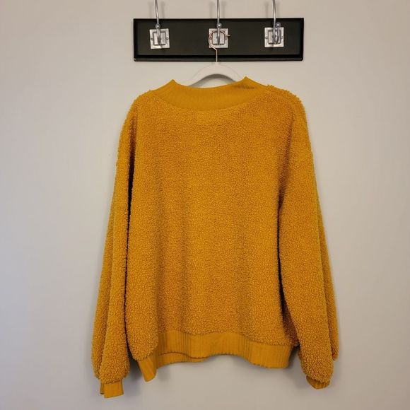 Anthropologie Mustard Yellow Fleece Sweatshirt - Picture 6 of 6
